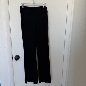 H&M Black Ribbed Knit Flare Pants Stretchy and Comfortable Size Small